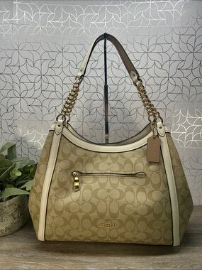 Coach Cream Signature Canvas Tote Bag